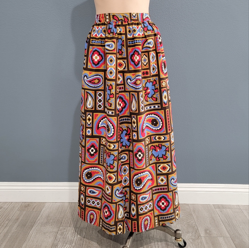 Vtg boho paisley maxi skirt XS/S